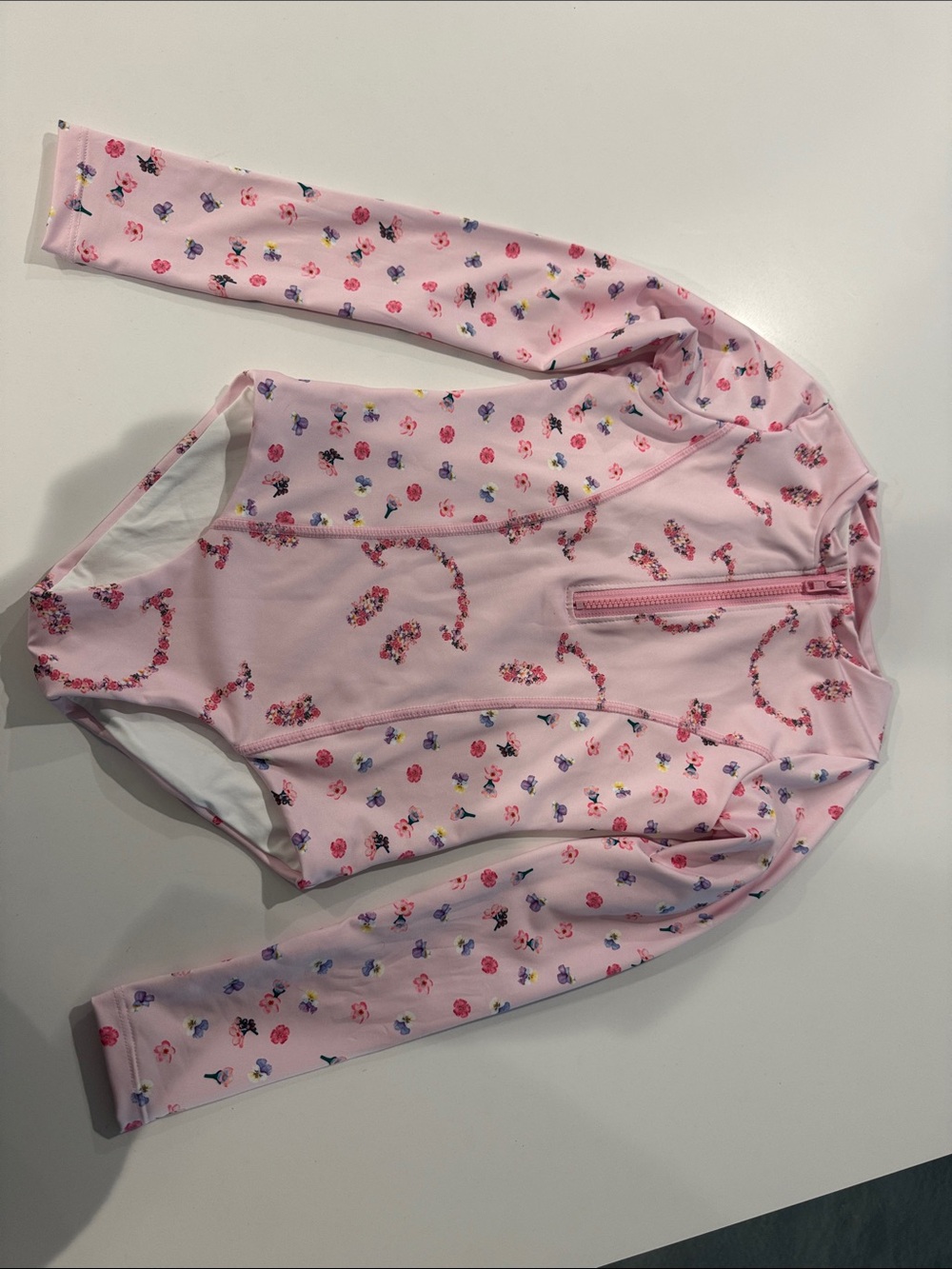 Submarine Pink Floral Long-Sleeve One-Piece Swimwear